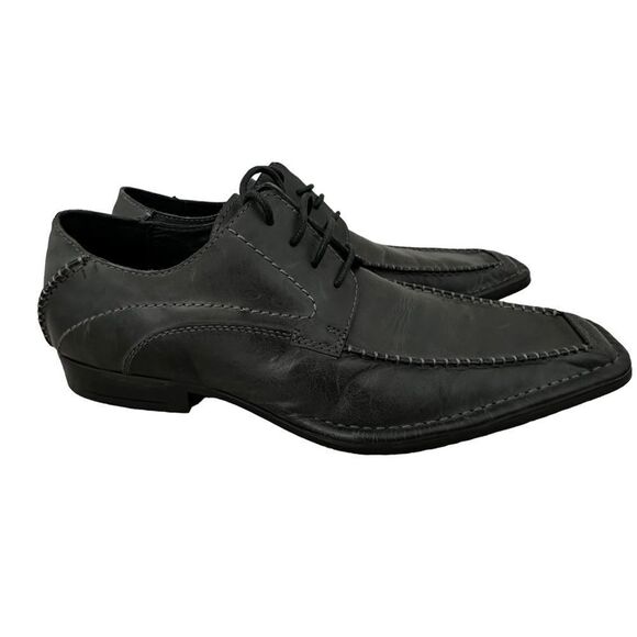 NEW Kenneth Cole “On The Scene”MENS BLACK LEATHER LACE OXFORDS SQUARE TOE  SZ 7 main image 4